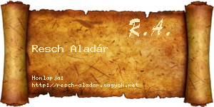 Resch Aladár névjegykártya
